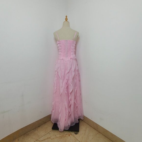 Aje Allaire Strapless Ruffled Shirred Faille Gown Chalk Pink - Picture 6 of 15